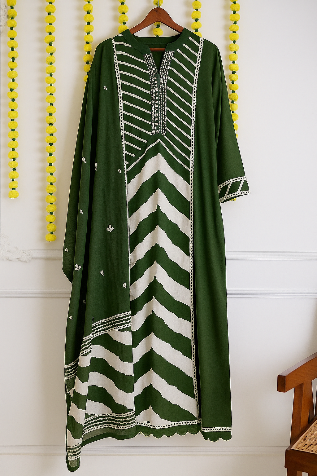 Jaipuri Elegance – Pure Cotton Handwork Kurti Set