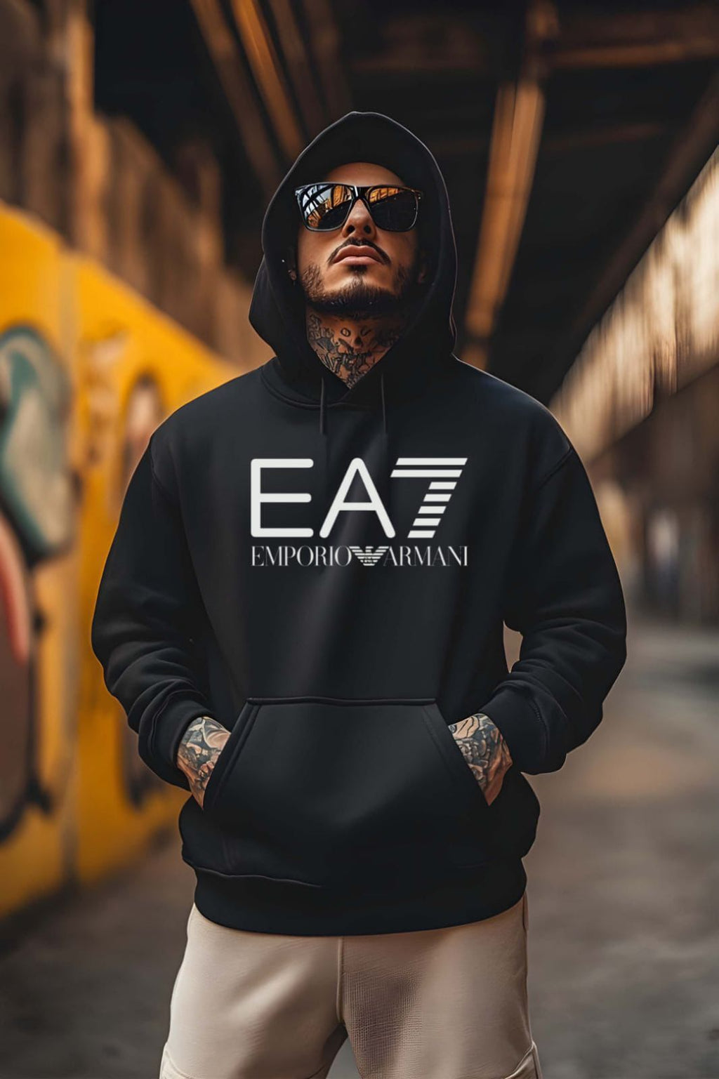 Emporio Armani Men’s Premium 3-Thread Cotton Fleece Hoodie Sweatshirt 