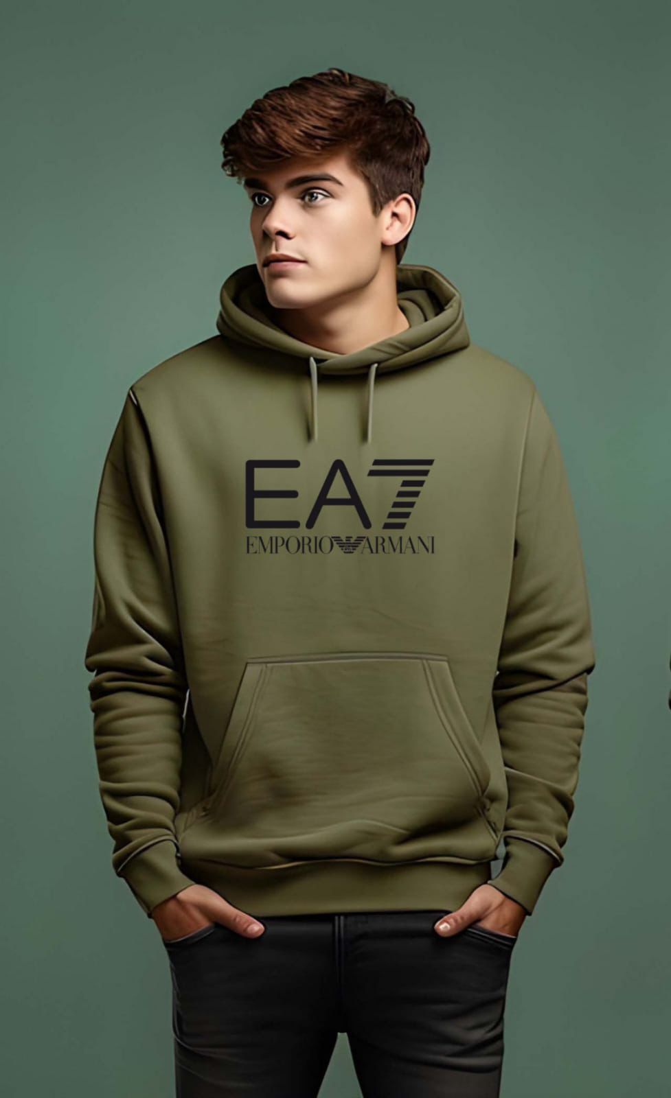 Emporio Armani Men’s Premium 3-Thread Cotton Fleece Hoodie Sweatshirt 