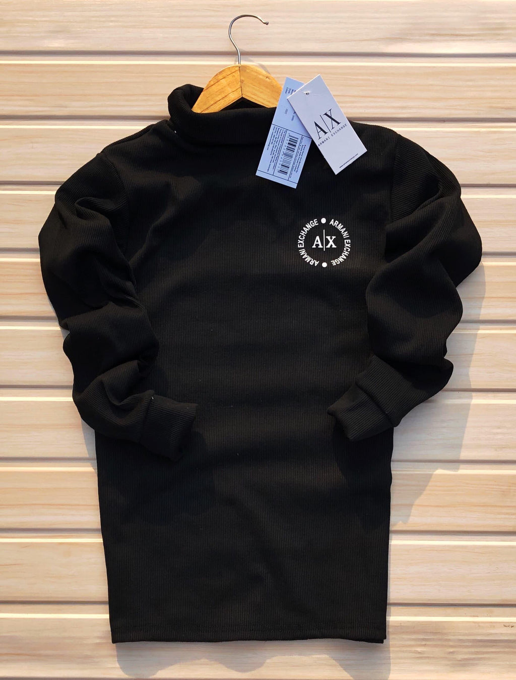 Armani Exchange Men’s High Neck T-Shirt – Heavy Cotton Stretch Fabric