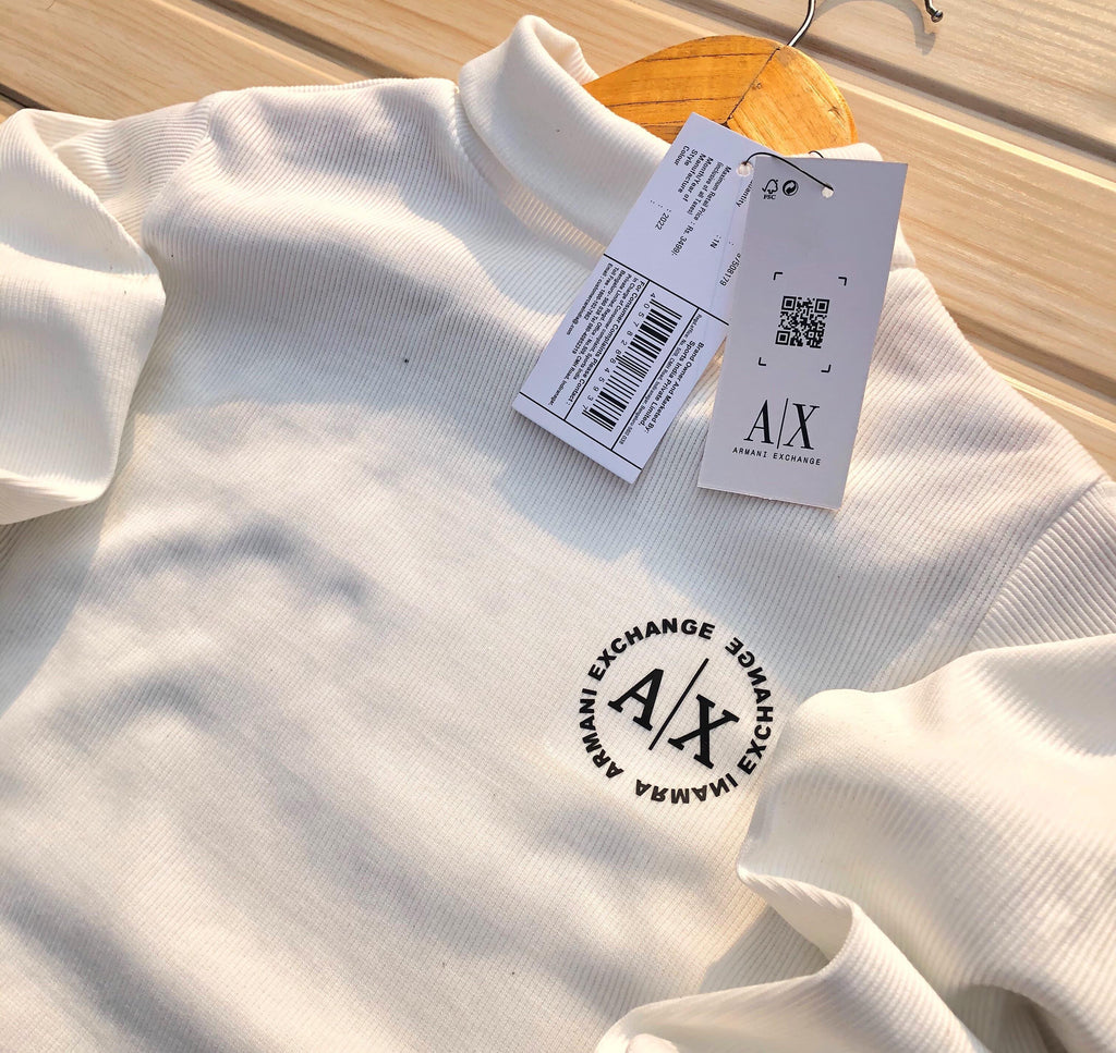 Armani Exchange Men’s High Neck T-Shirt – Heavy Cotton Stretch Fabric